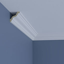 Ekena Millwork - MLD02X02X03GR - Endurathane Grace Crown Moulding, 2 3/8"H x 2 3/8"P x 3 3/8"F x 96"L, Factory Primed