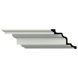 Ekena Millwork - MLD07X10X12ET - Endurathane Ethan Crown Moulding, 7 3/8"H x 9 5/8"P x 12"F x 96"L, Factory Primed