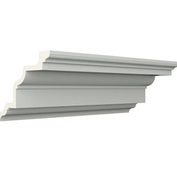 Ekena Millwork - MLD07X10X12ET - Endurathane Ethan Crown Moulding, 7 3/8"H x 9 5/8"P x 12"F x 96"L, Factory Primed