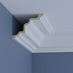 Ekena Millwork - MLD07X10X12ET - Endurathane Ethan Crown Moulding, 7 3/8"H x 9 5/8"P x 12"F x 96"L, Factory Primed