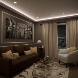 Ekena Millwork - MLD03X07X96BE - EnduraGlow Benjamin Crown Moulding, Backlit LED Compatible, 3 1/8"H x 7"P x 96"L, Primed Urethane