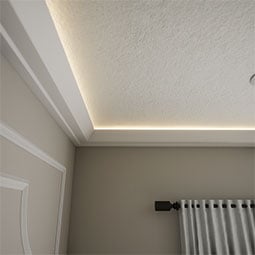 Ekena Millwork - MLD03X06X96AR - EnduraGlow Armando Crown Moulding, Backlit LED Compatible, 3 1/8"H x 6"P x 96"L, Primed Urethane