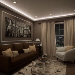 Ekena Millwork - MLD03X06X96AR - EnduraGlow Armando Crown Moulding, Backlit LED Compatible, 3 1/8"H x 6"P x 96"L, Primed Urethane