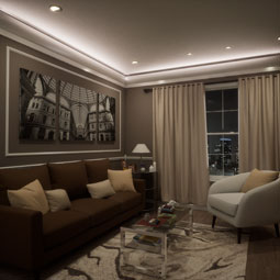 Ekena Millwork - MLD11X03X96FA - EnduraGlow Faline Crown Moulding, Backlit LED Compatible, 11"H x 2 3/4"P x 96"L, Primed Urethane