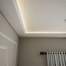 Ekena Millwork - MLD03X08X95JO - EnduraGlow Josie Crown Moulding, Backlit LED Compatible, 3 1/8"H x 7 7/8"P x 94 1/2"L, Primed Urethane