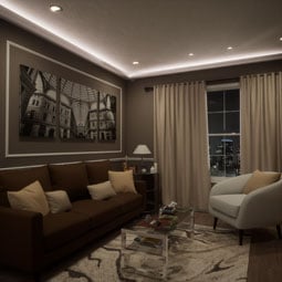 Ekena Millwork - MLD03X08X95JO - EnduraGlow Josie Crown Moulding, Backlit LED Compatible, 3 1/8"H x 7 7/8"P x 94 1/2"L, Primed Urethane