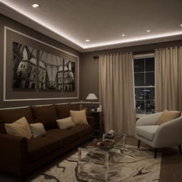 Ekena Millwork - MLD04X10X11BR - EnduraGlow Brett Crown Moulding, Backlit LED Compatible, 4"H x 10 1/4"P x 10 7/8"F x 94 1/2"L, Primed Urethane