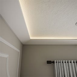 Ekena Millwork - MLD03X08X95BL - EnduraGlow Blair Crown Moulding, Backlit LED Compatible, 3 1/8"H x 7 7/8"P x 94 1/2"L, Primed Urethane