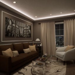 Ekena Millwork - MLD03X08X95BL - EnduraGlow Blair Crown Moulding, Backlit LED Compatible, 3 1/8"H x 7 7/8"P x 94 1/2"L, Primed Urethane