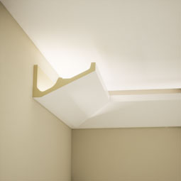 Ekena Millwork - MLD03X06X95AR - EnduraGlow Armain Crown Moulding, Backlit LED Compatible, 3 1/8"H x 6"P x 94 1/2"L, Primed Urethane