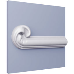 Ekena Millwork - PML03X01FI-L - Endurathane Finn Panel Moulding Corner, 4 3/8"W x 1 1/8"H x 1/2"P, Left (matches moulding PML01X01FI), Factory Primed