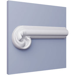 Ekena Millwork - PML03X01FI-R - Endurathane Finn Panel Moulding Corner, 4 3/8"W x 1 1/8"H x 1/2"P, Right (matches moulding PML01X01FI), Factory Primed