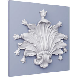Ekena Millwork - ONL08X09X01TI - Endurathane Tiana Onlay, 9 3/8"W x 9 1/8"H x 1 3/8"P, Factory Primed