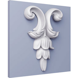 Ekena Millwork - ONL03X05X01AU - Endurathane Audrey Onlay, 4 1/4"W x 4 7/8"H x 3/4"P, Factory Primed