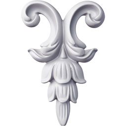 Ekena Millwork - ONL03X05X01AU - Endurathane Audrey Onlay, 4 1/4"W x 4 7/8"H x 3/4"P, Factory Primed