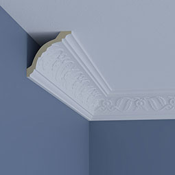 Ekena Millwork - MLD04X04X06MK - Endurathane McKinney Crown Moulding, 4"H x 4"P x 5 5/8"F x 96"L, Factory Primed