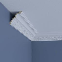 Ekena Millwork - MLD03X03X04KI - Endurathane Killeen Crown Moulding, 3 1/8"H x 3"P x 4 1/4"F x 96"L, Factory Primed