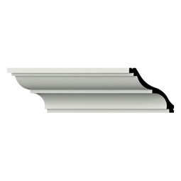 Ekena Millwork - MLD03X03X04TM - Endurathane Temple Crown Moulding, 2 3/4"H x 2 3/4"P x 3 7/8"F x 96"L, Factory Primed