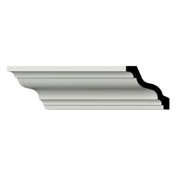 Ekena Millwork - MLD03X03X04HL - Endurathane Harlington Crown Moulding, 3 1/8"H x 3 1/8"P x 4 1/2"F x 96"L, Factory Primed