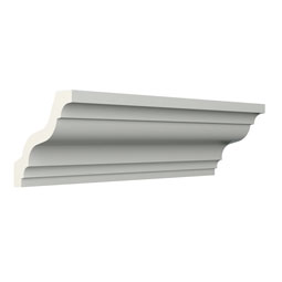 Ekena Millwork - MLD03X03X04HL - Endurathane Harlington Crown Moulding, 3 1/8"H x 3 1/8"P x 4 1/2"F x 96"L, Factory Primed