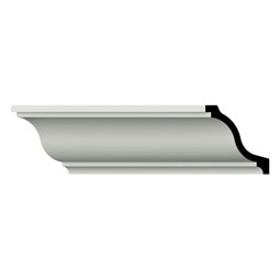 Ekena Millwork - MLD04X04X06VL - Endurathane Valentina Crown Moulding, 4"H x 4"P x 5 1/2"F x 96"L, Factory Primed