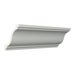 Ekena Millwork - MLD04X04X06VL - Endurathane Valentina Crown Moulding, 4"H x 4"P x 5 1/2"F x 96"L, Factory Primed