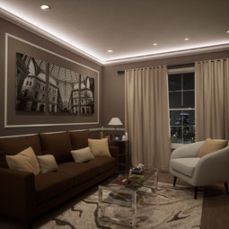 Ekena Millwork - MLD03X03X04RK - EnduraGlow Rockwall Crown Moulding, Backlit LED Compatible, 3 1/4"H x 2 3/4"P x 4 1/4"F x 94 1/2"L, Primed Urethane