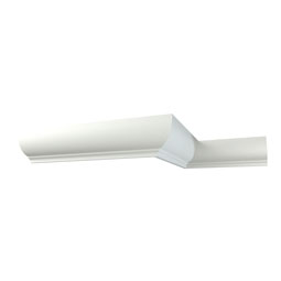 Ekena Millwork - MLD03X03X04RK - EnduraGlow Rockwall Crown Moulding, Backlit LED Compatible, 3 1/4"H x 2 3/4"P x 4 1/4"F x 94 1/2"L, Primed Urethane