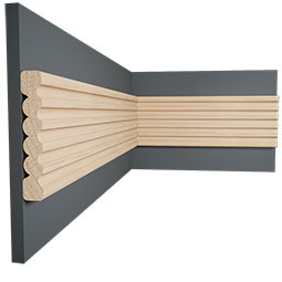 Ekena Millwork - MLDWWM338 - WM338 9/16"D x 3 3/8"W x 96"L Americraft Solid Hardwood Stain Grade Fluted or Reeded Reversible Moulding