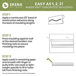 Ekena Millwork - MLDWWM297 - WM297 11/16"D x 3"W x 96"L Americraft Solid Hardwood Stain Grade Chair Rail Moulding