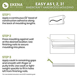 Ekena Millwork - MLDWWM397 - WM397 1"D x 3 1/2"W x 96"L Americraft Solid Hardwood Stain Grade Chair Rail Moulding