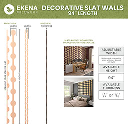 Ekena Millwork - SWWOZK - Ozark Adjustable Wood, PVC, & Acrylic Decorative Slat Wall Panel Kit