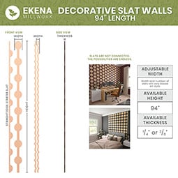 Ekena Millwork - SWWMAY - May Adjustable Wood, PVC, & Acrylic Decorative Slat Wall Panel Kit