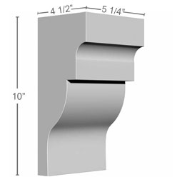 Ekena Millwork - BKT05X04X10WG - Endurathane Wigan Bracket, 5 1/4"W x 4 1/2"D x 10"H, Factory Primed