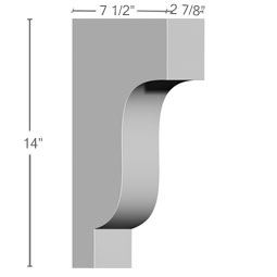 Ekena Millwork - COR02X07X14TR - Endurathane Traditional Corbel, 2 7/8"W x 7 1/2"D x 14"H, Factory Primed