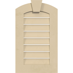 Ekena Millwork - GVSAR01KF - Signature Urethane Arch Top Surface Mount Gable Vent Standard Frame With Flat Keystone, Primed Tan