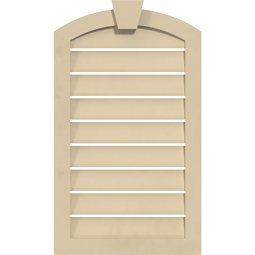 Ekena Millwork - GVSAR04KF - Signature Urethane Arch Top Surface Mount Gable Vent Narrow Frame With Flat Keystone, Primed Tan