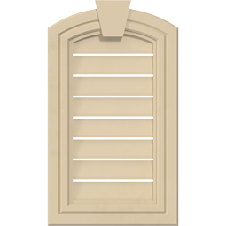 Ekena Millwork - GVSAR05KF - Signature Urethane Arch Top Surface Mount Gable Vent Decorative Frame With Flat Keystone, Primed Tan
