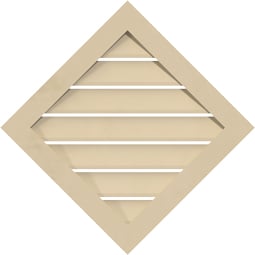 Ekena Millwork - GVSDI04 - Signature Urethane Diamond Surface Mount Gable Vent Functional Narrow Frame Primed Tan
