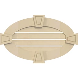 Ekena Millwork - GVSHO01KA - Signature Urethane Horizontal Oval Surface Mount Gable Vent Standard Frame With Decorative Keystone
