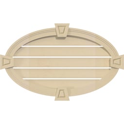 Ekena Millwork - GVSHO02KA - Signature Urethane Horizontal Oval Surface Mount Gable Vent Brickmould Frame With Decorative Keystone