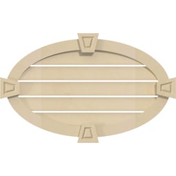 Ekena Millwork - GVSHO04KA - Signature Urethane Horizontal Oval Surface Mount Gable Vent Narrow Frame With Decorative Keystone
