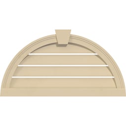 Ekena Millwork - GVSHR03KF - Signature Urethane Half Round Surface Mount Gable Vent Brickmould Sill Frame With Flat Keystone, Half Round Surface, Primed Tan