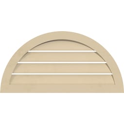Ekena Millwork - GVSHR04 - Signature Urethane Half Round Surface Mount Gable Vent Narrow Frame, Half Round Surface, Primed Tan