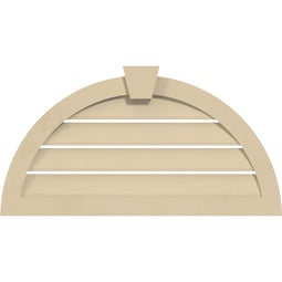 Ekena Millwork - GVSHR04KF - Signature Urethane Half Round Surface Mount Gable Vent Narrow Frame With Flat Keystone, Half Round Surface, Primed Tan