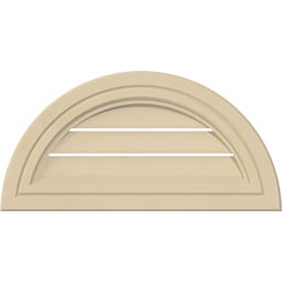Ekena Millwork - GVSHR05 - Signature Urethane Half Round Surface Mount Gable Vent Decorative Frame, Half Round Surface, Primed Tan