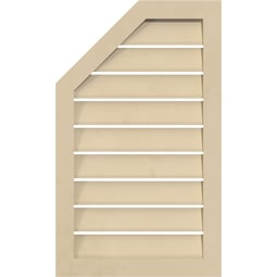 Ekena Millwork - GVSOL04 - Signature Urethane Half Octagon Top Left Surface Mount Gable Vent Narrow Frame Primed Tan