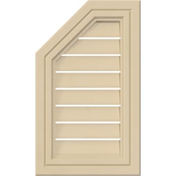 Ekena Millwork - GVSOL05 - Signature Urethane Half Octagon Top Left Surface Mount Gable Vent Decorative Frame Primed Tan