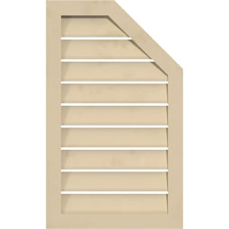 Ekena Millwork - GVSOR04 - Signature Urethane Half Octagon Top Right Surface Mount Gable Vent Narrow Frame Primed Tan