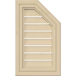 Ekena Millwork - GVSOR05 - Signature Urethane Half Octagon Top Right Surface Mount Gable Vent Decorative Frame Primed Tan